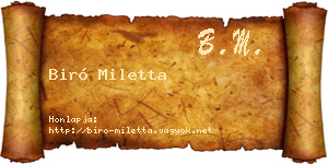 Biró Miletta névjegykártya
